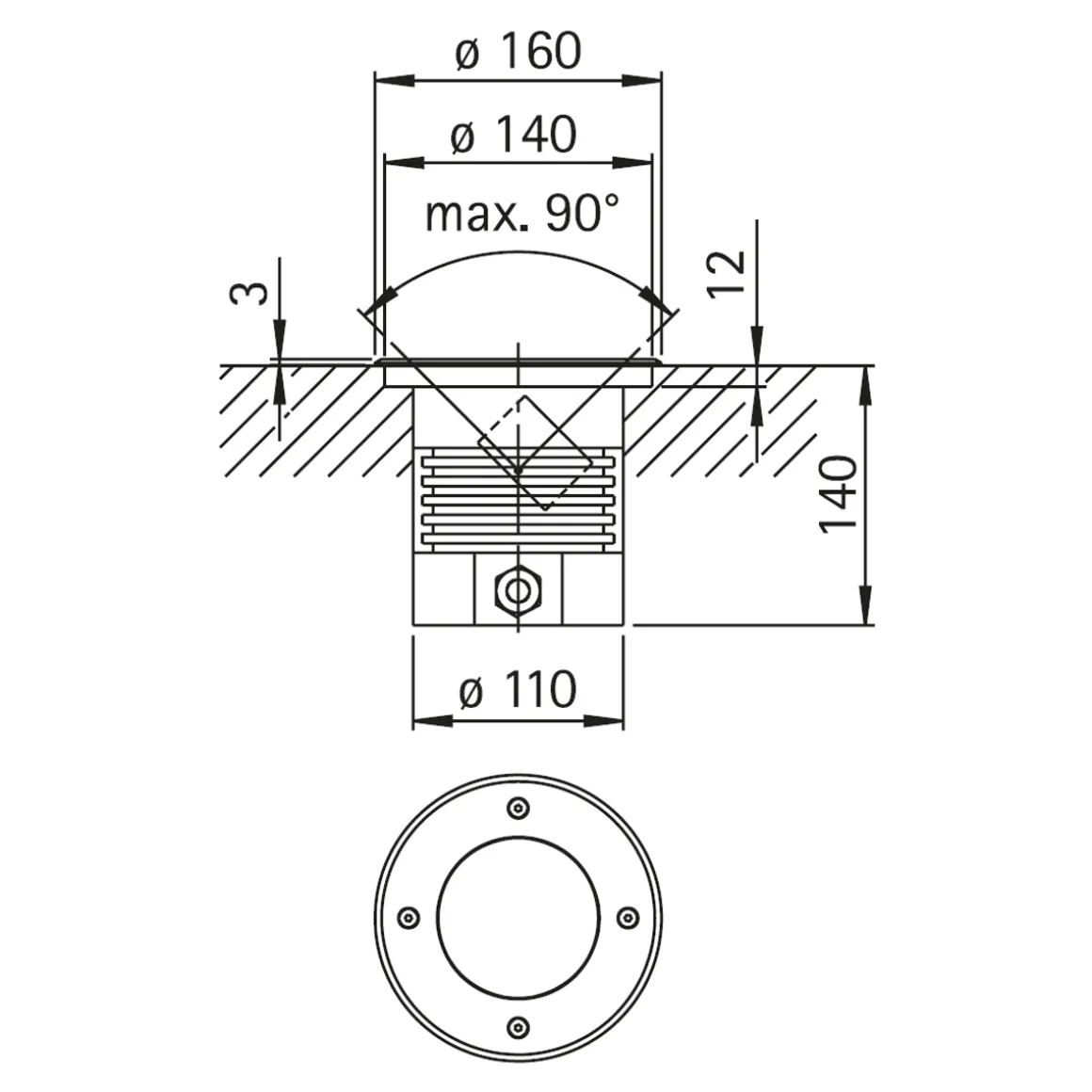 Albert 692188 LED Erdeinbaustrahler, schwenkbar