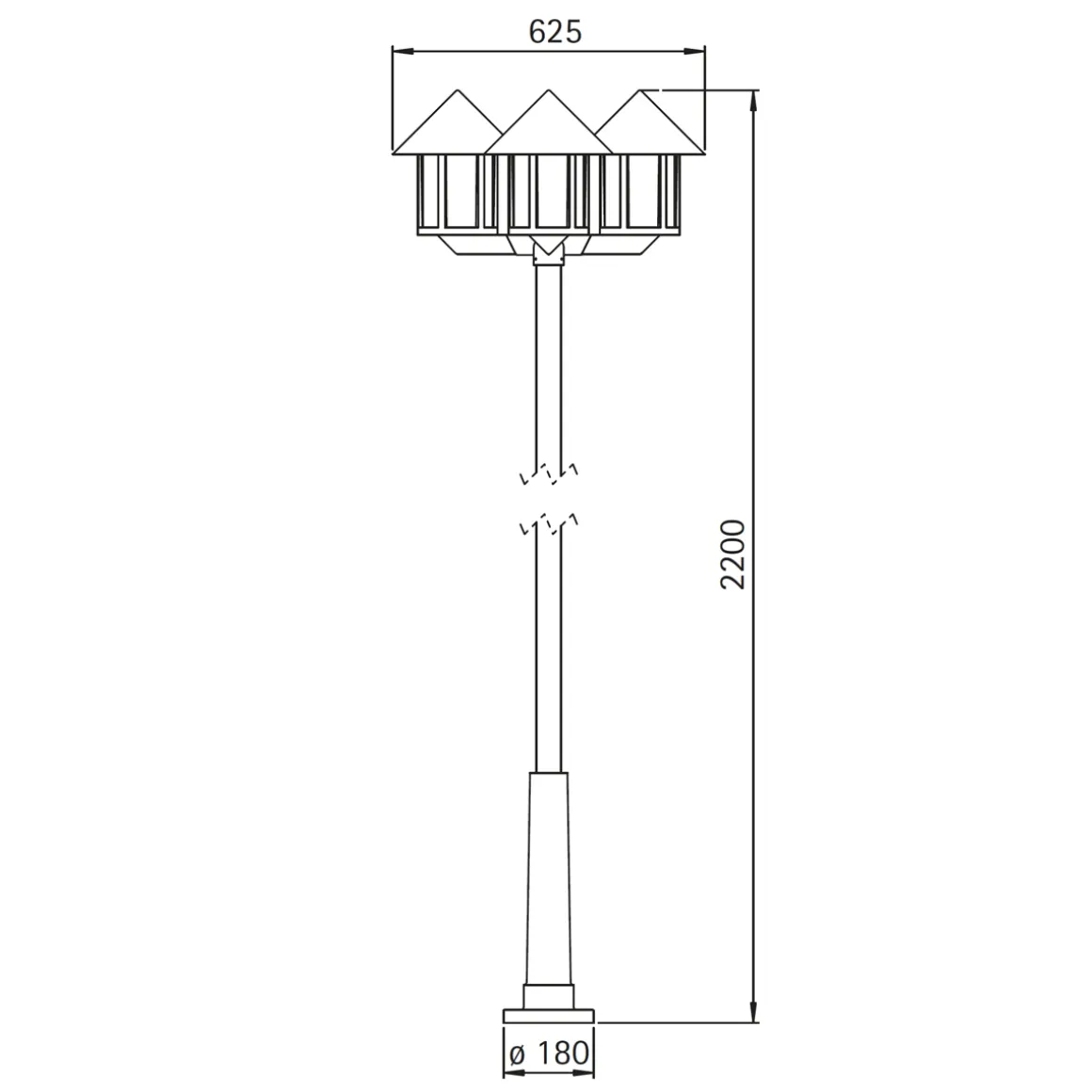 Albert 2042 Mastleuchte, 3-flg.