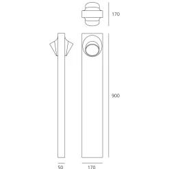 Artemide Outdoor Ciclope LED Pollerleuchte, zweiseitiger Lichtaustritt