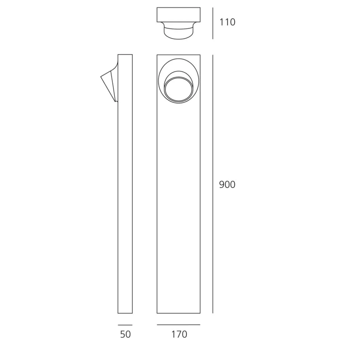 Artemide Outdoor Ciclope LED Pollerleuchte, einseitiger Lichtaustritt
