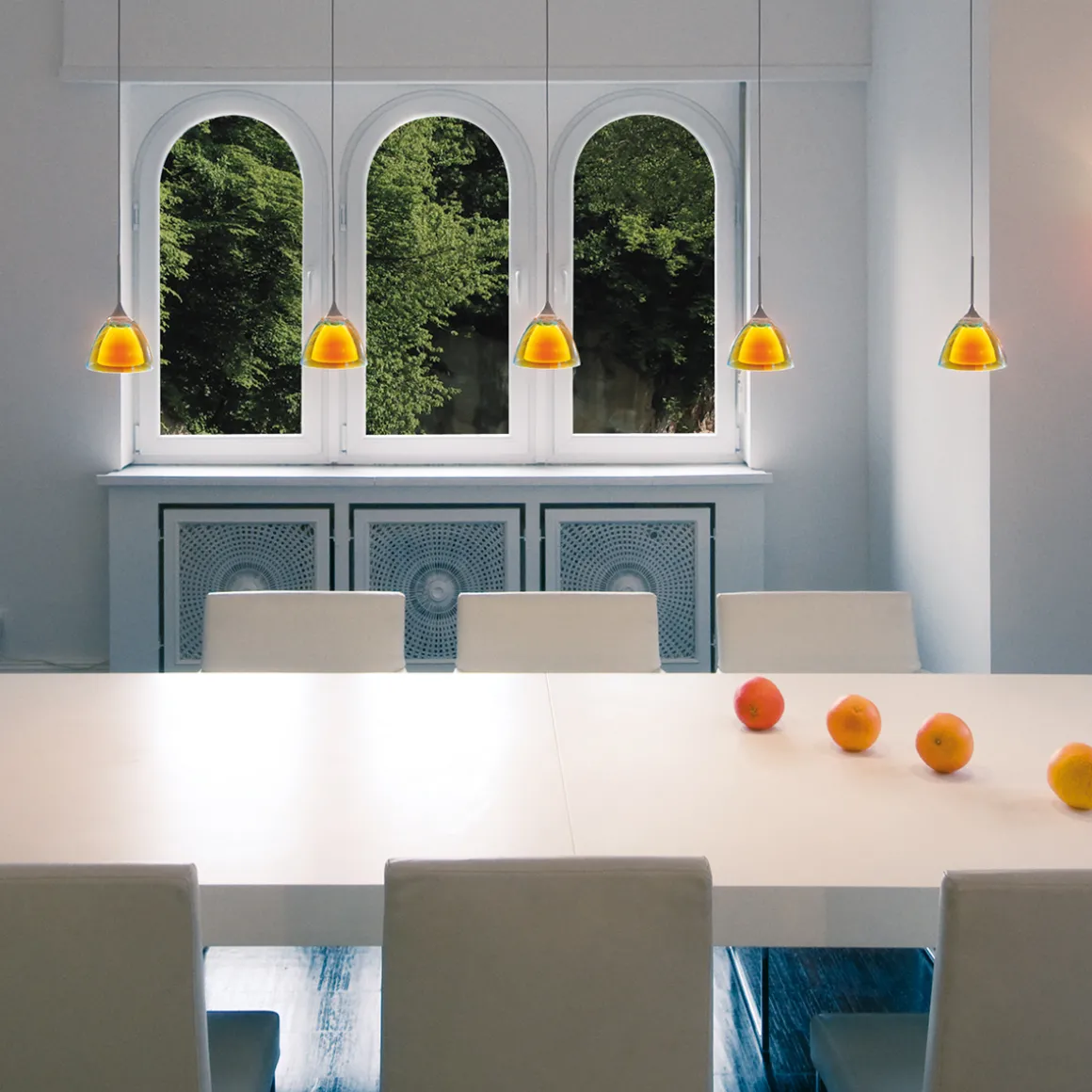 Bruck Duolare Silva Down Ø: 11 cm Pendelleuchte Fassung: Chrom