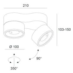 Egger Licht Clippo Duo LED Wand- / Deckenstrahler, Dim-to-Warm, Rückläufer