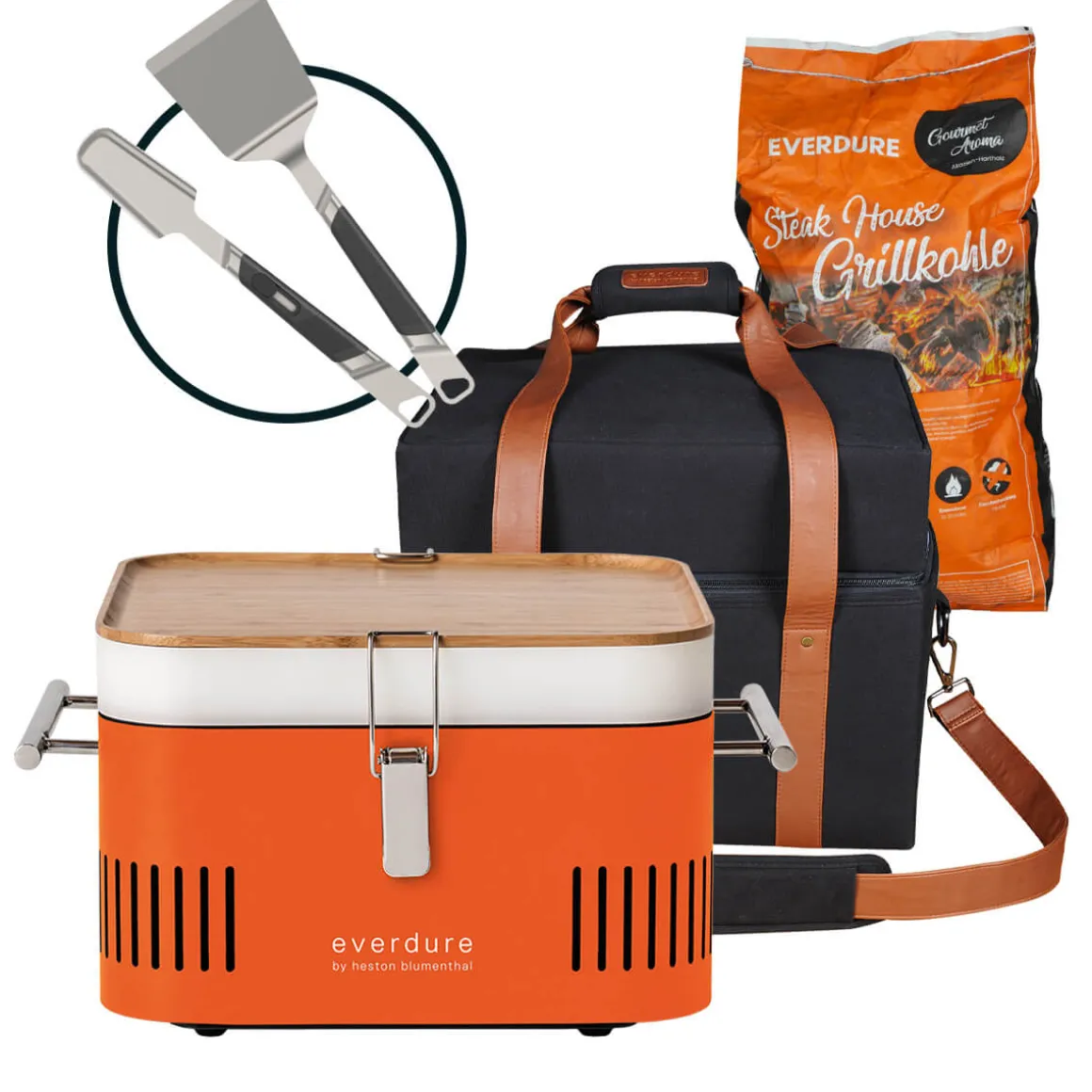 Everdure by Heston Blumenthal Cube Holzkohlegrill, tragbar, Sorglos-Paket