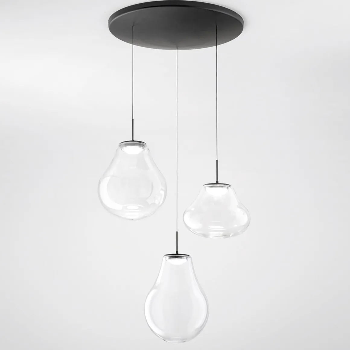 Fabas Luce Deva LED Pendelleuchte, 3-flg., mit Rondell