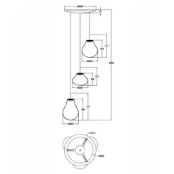 Fabas Luce Deva LED Pendelleuchte, 3-flg., mit Rondell
