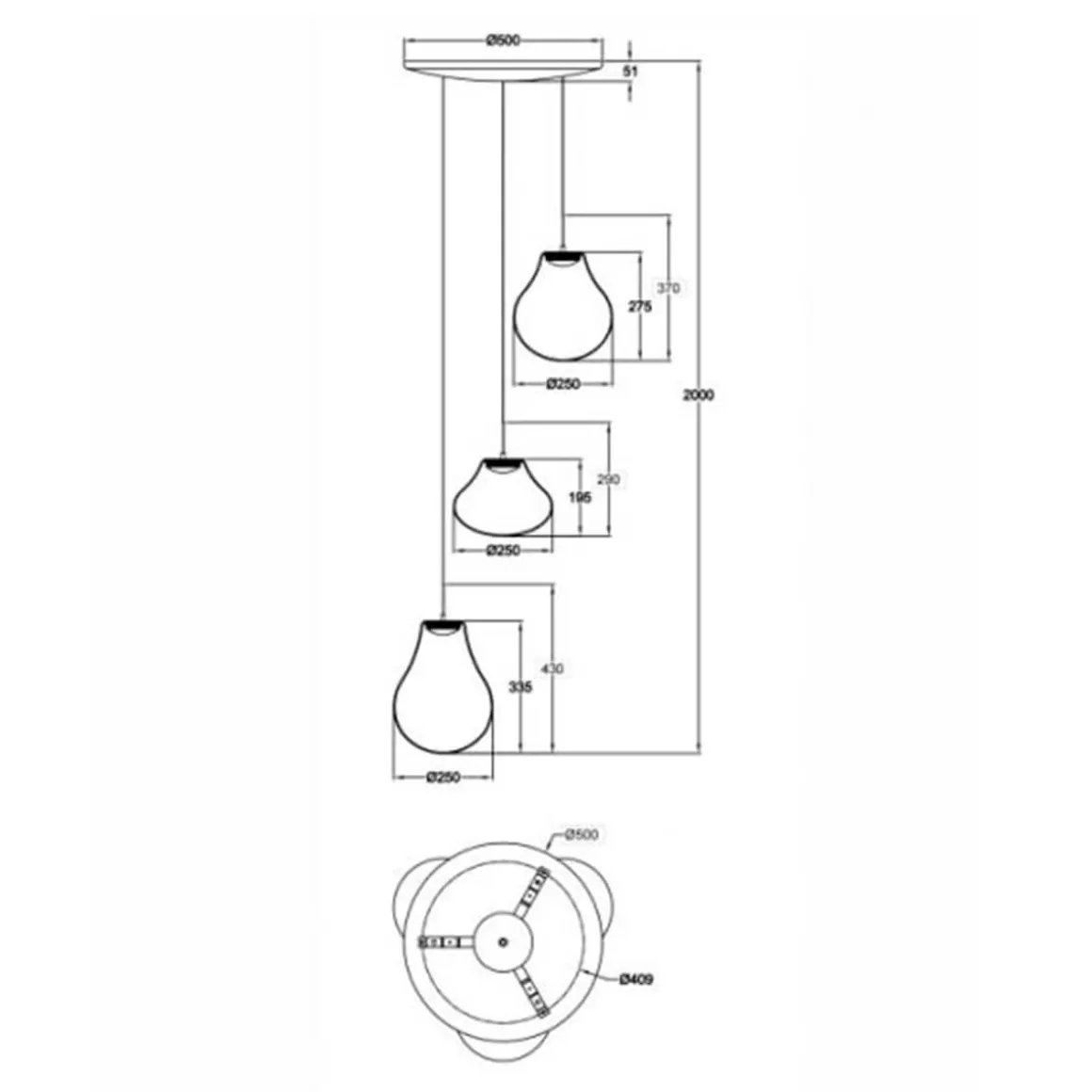 Fabas Luce Deva LED Pendelleuchte, 3-flg., mit Rondell
