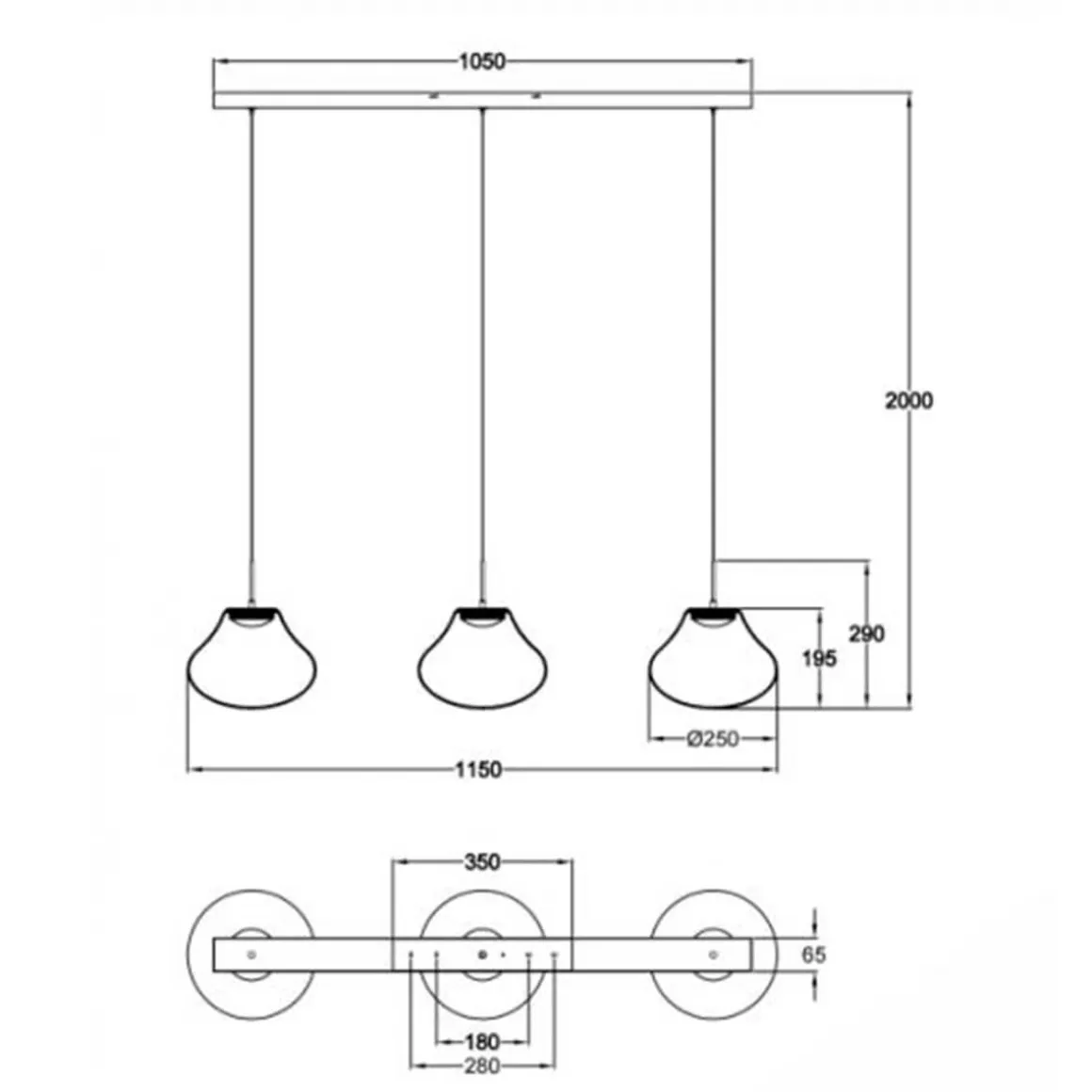 Fabas Luce Deva LED Pendelleuchte, 3-flg.