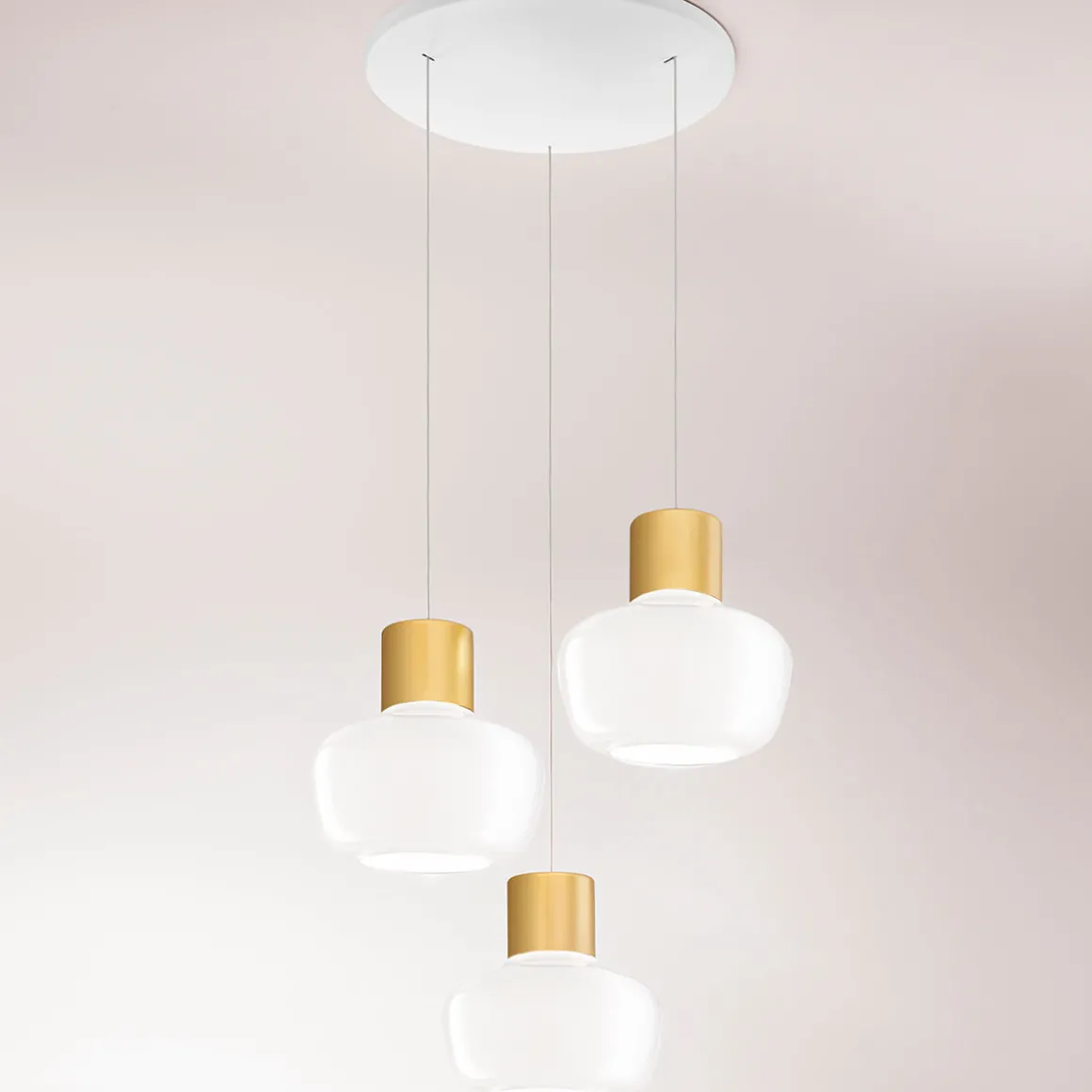 Fabas Luce Kino LED Pendelleuchte, 3-flg., mit Rondell