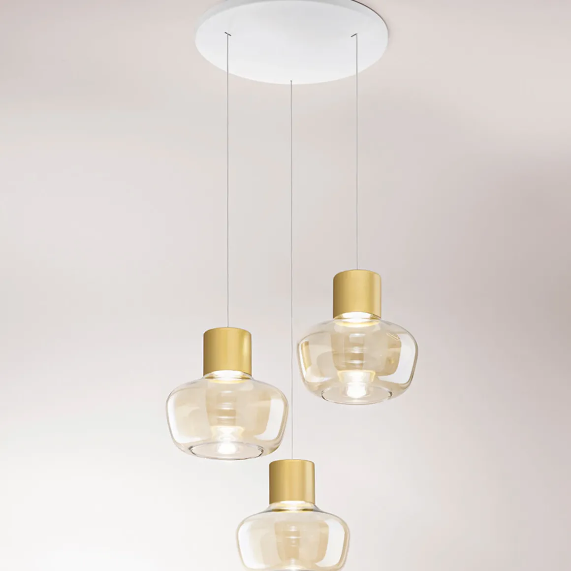 Fabas Luce Kino LED Pendelleuchte, 3-flg., mit Rondell