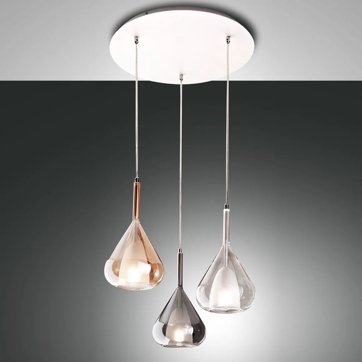 Fabas Luce Lila Pendelleuchte, 3-flg., mit Rondell