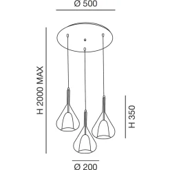 Fabas Luce Lila Pendelleuchte, 3-flg., mit Rondell