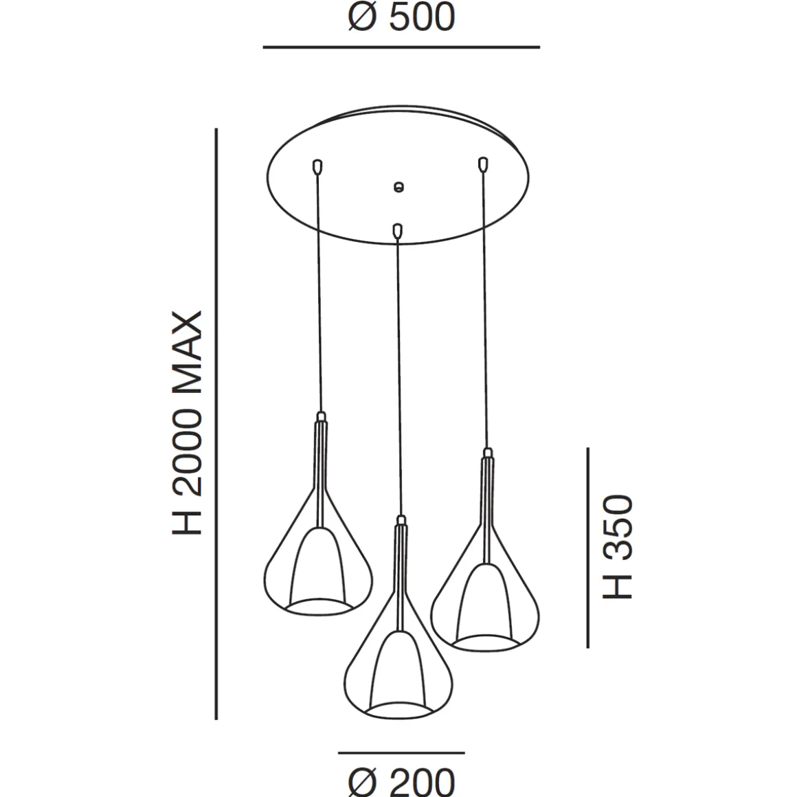 Fabas Luce Lila Pendelleuchte, 3-flg., mit Rondell