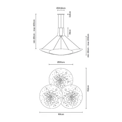 Fabbian Lens Pendelleuchte, 3-flg., Ø: 90 cm