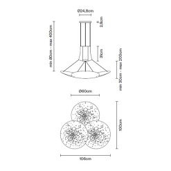 Fabbian Lens Pendelleuchte, 3-flg., Ø: 60 cm