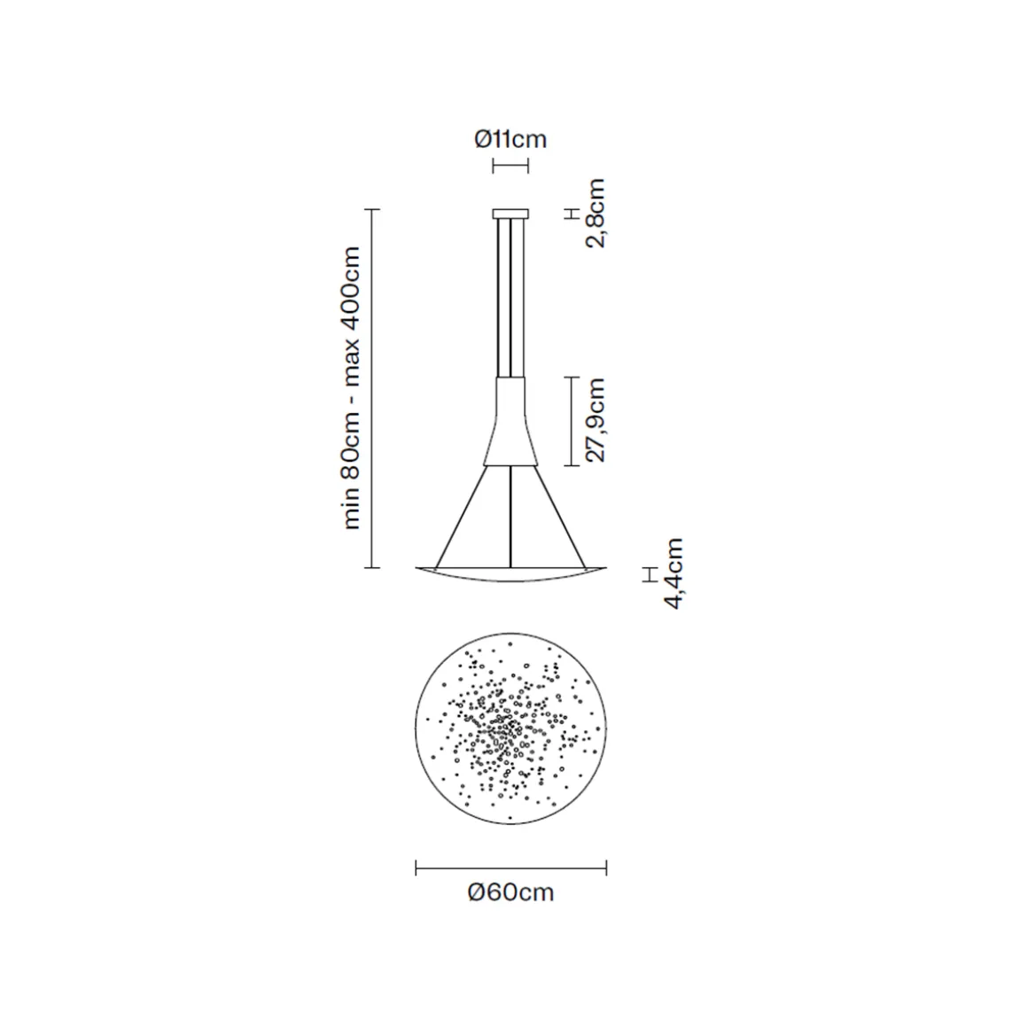 Fabbian Lens Pendelleuchte, 1-flg., Ø: 60 cm