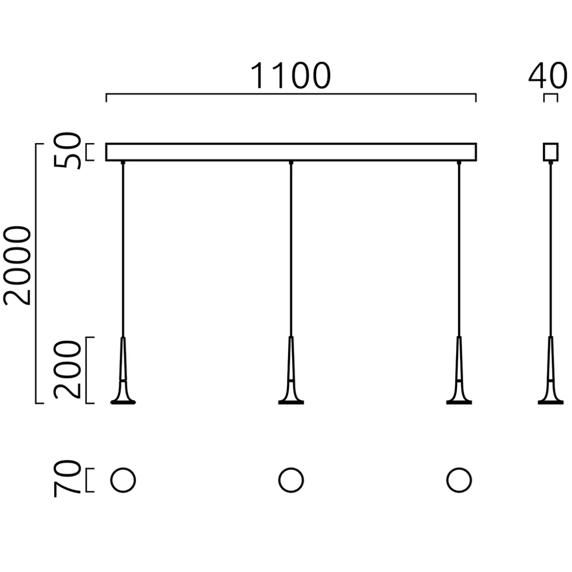 Helestra Flute LED Pendelleuchte, 3-flg., mit Casambi-Modul