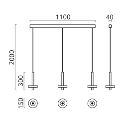 Helestra Kea LED Pendelleuchte, 3-flg.