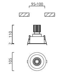Helestra Run LED Deckeneinbaustrahler, 1-flg.
