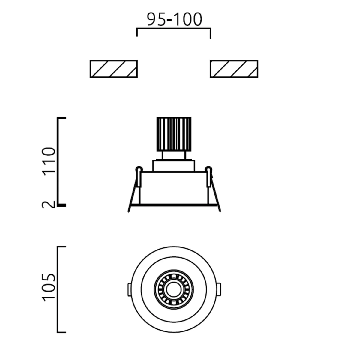 Helestra Run LED Deckeneinbaustrahler, 1-flg.