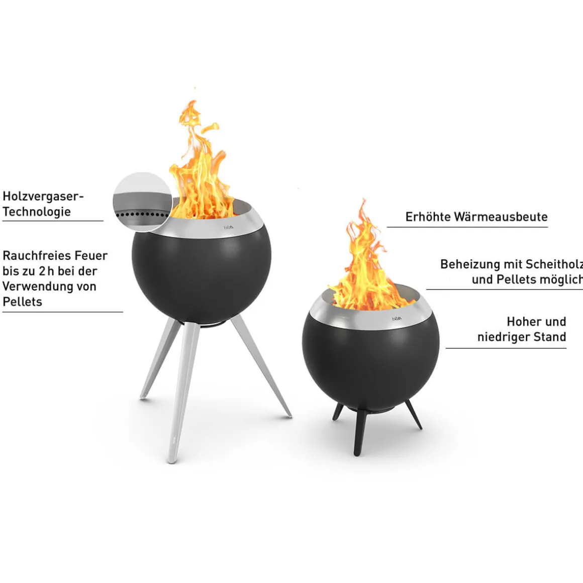 Höfats Moon 45 Feuerschale mit niedrigem Fuß