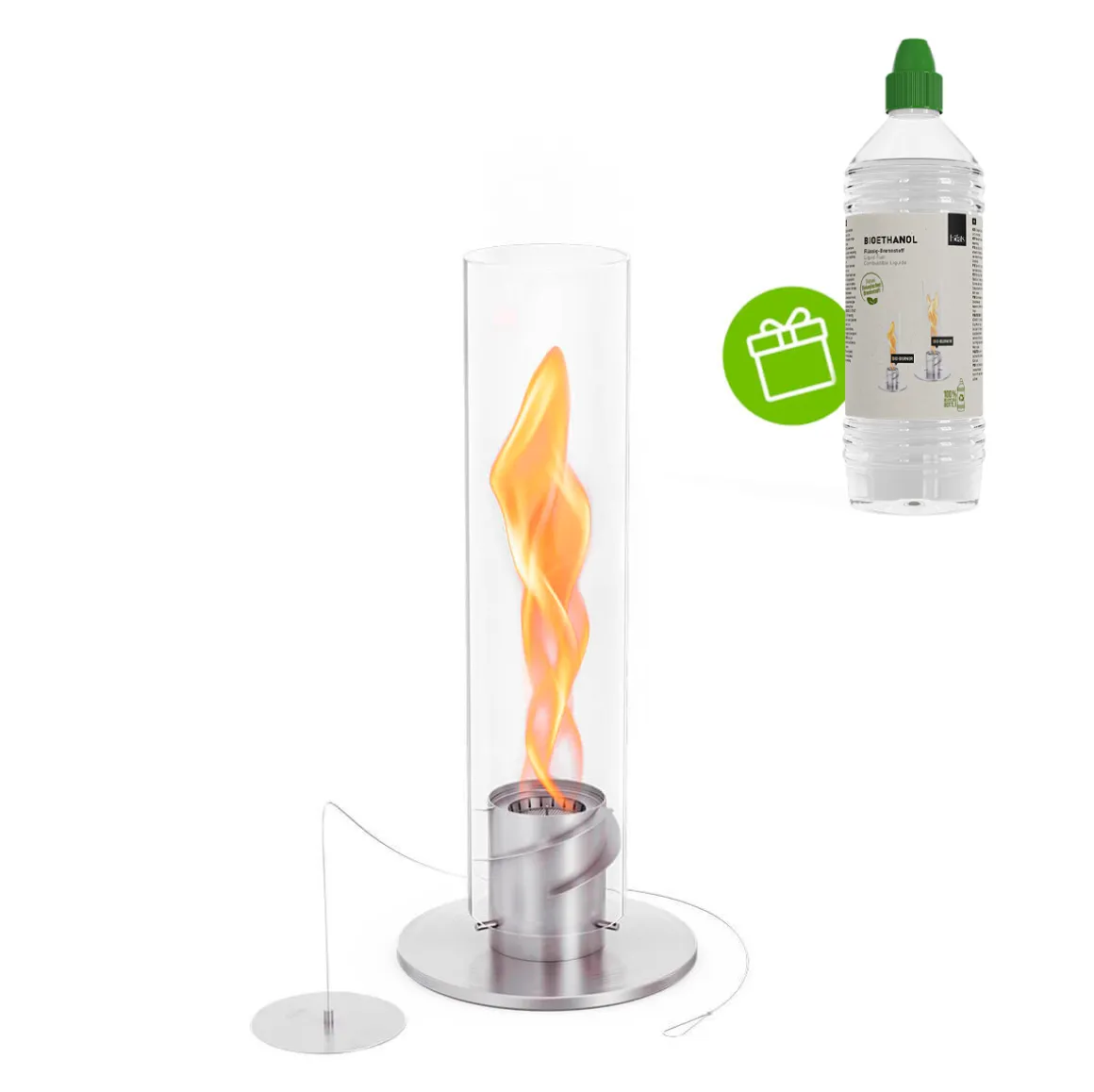Höfats Spin 900 Tischfeuer & Windlicht, inkl. Bioethanol Flüssig-Brennstoff