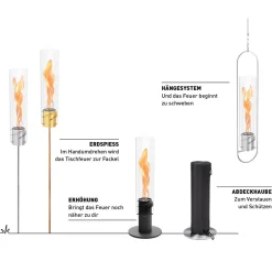 Höfats Spin 900 Tischfeuer & Windlicht, inkl. Bioethanol Flüssig-Brennstoff