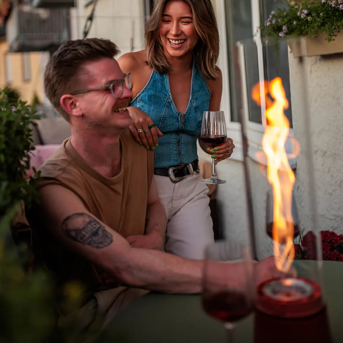 Höfats Spin air 1200 Tischfeuer & Windlicht, inkl. Bioethanol Flüssig-Brennstoff