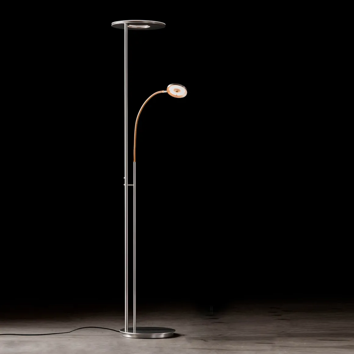 Holtkötter Leuchten Nova Flex LED Deckenfluter mit Lesearm