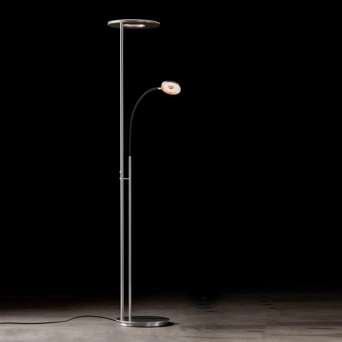 Holtkötter Leuchten Nova Flex LED Deckenfluter mit Lesearm