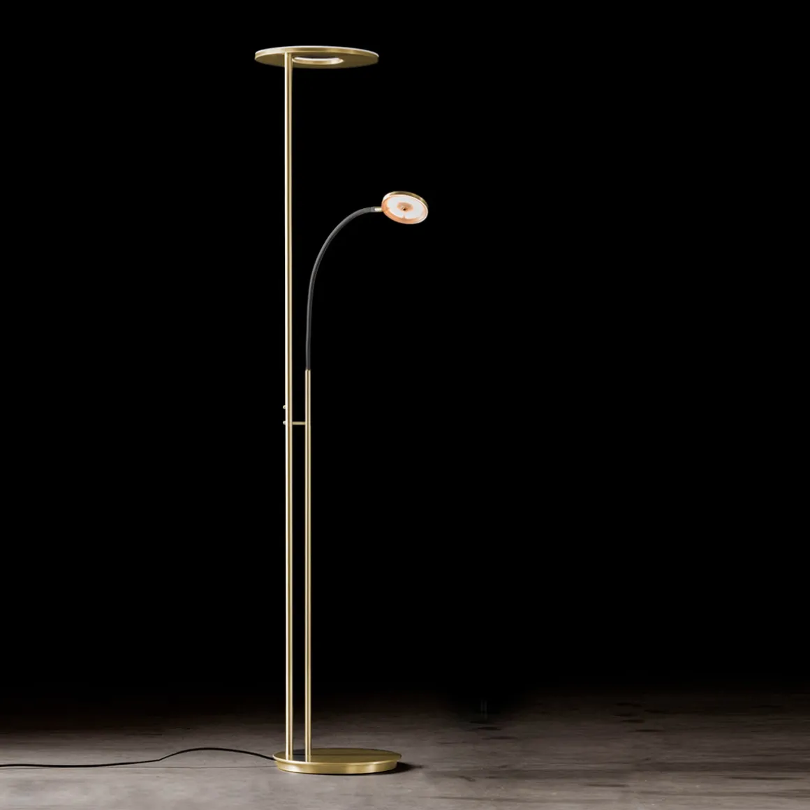 Holtkötter Leuchten Nova Flex LED Deckenfluter mit Lesearm