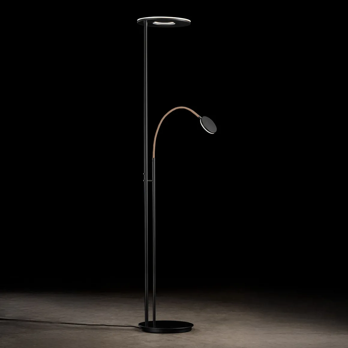 Holtkötter Leuchten Nova Flex LED Deckenfluter mit Lesearm