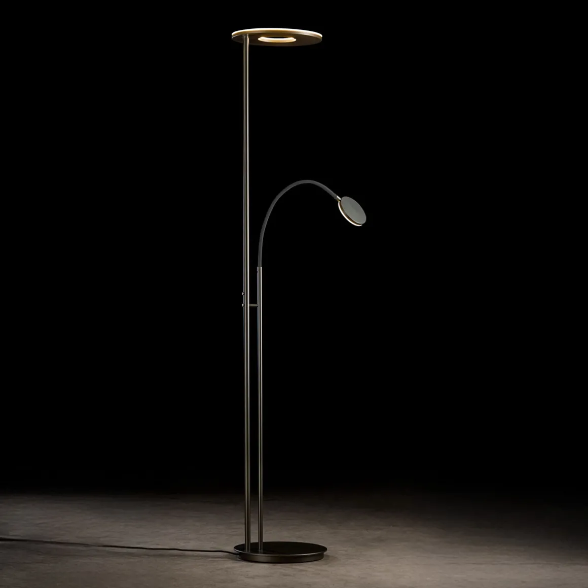 Holtkötter Leuchten Nova Flex LED Deckenfluter mit Lesearm