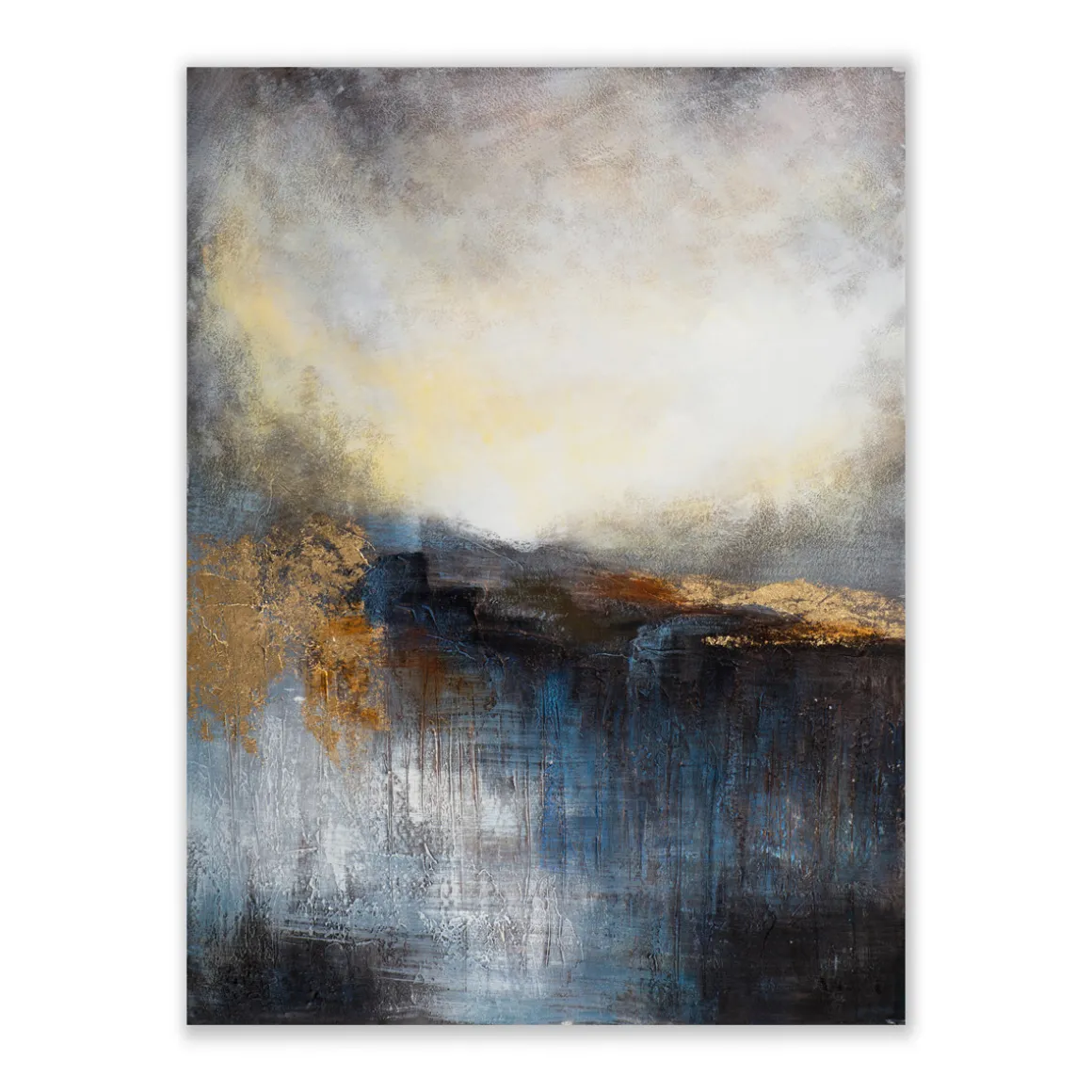 ImageLand Gemälde Abstrakt in Gold und Blau, 120 x 90 cm