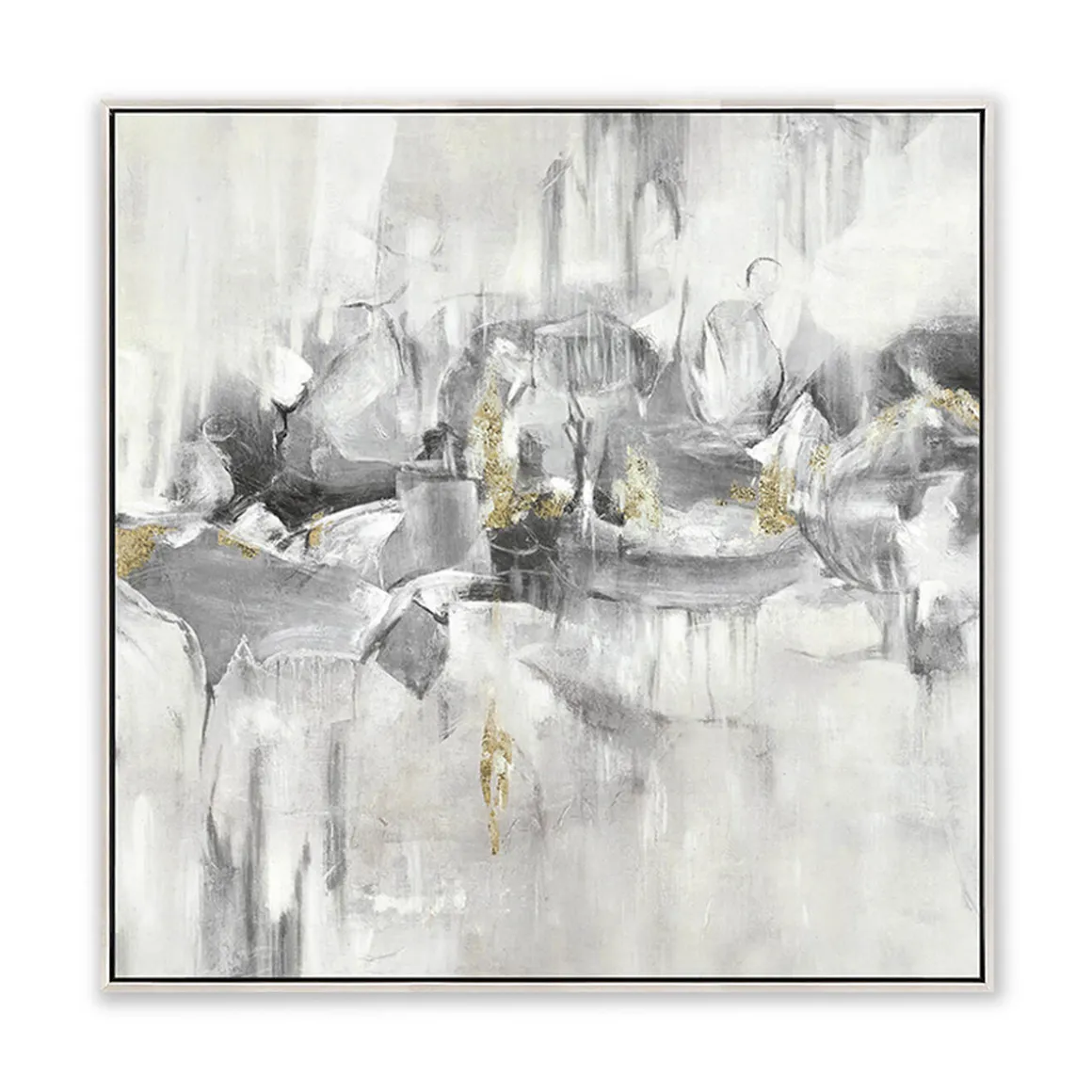 ImageLand Gemälde Moderne Farbmelodie in Weißgrau, 70 x 70 cm