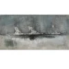ImageLand Gemälde Vulkanexplosion in Silber, 70 x 140 cm