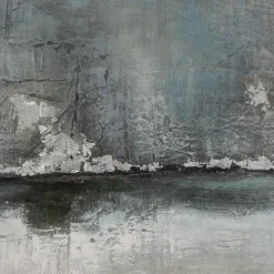 ImageLand Gemälde Vulkanexplosion in Silber, 70 x 140 cm