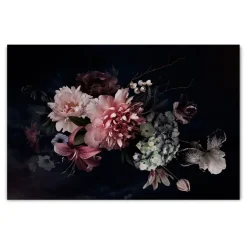 ImageLand Glasbild Digitaldruck Blüten in Purpurrot II, 80 x 120 cm
