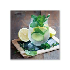 ImageLand Glasbild Digitaldruck Cocktail mit Zitronen, 60 x 60 cm