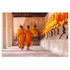 ImageLand Glasbild Digitaldruck Buddhistische Mönche, 80 x 120 cm