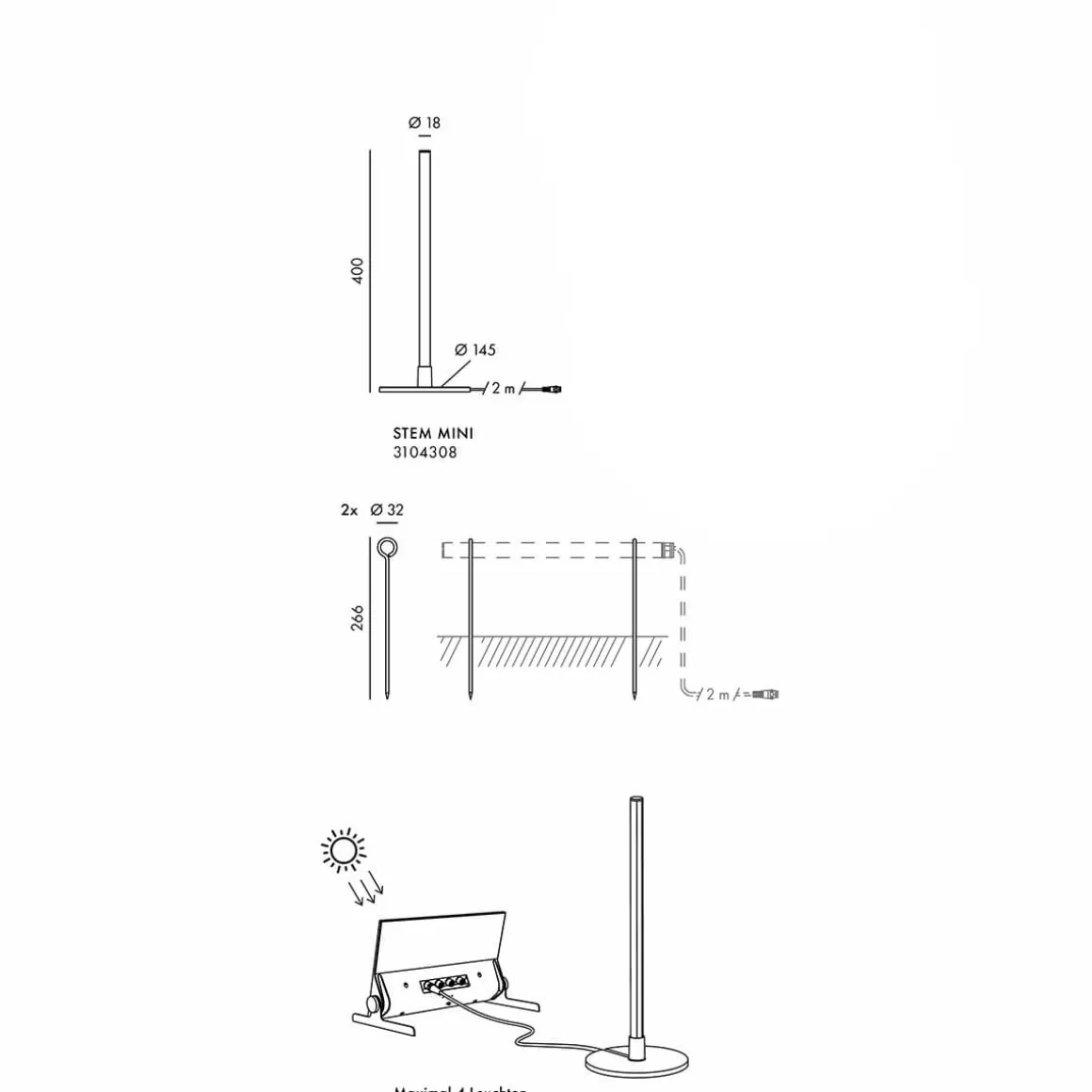 Klewe Stem Mini LED Solarleuchte für Elektron Ladestation