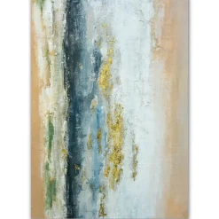 L.C. Wholesaler Ölbild Abstrakt in Beige, Weiß, Blau und Gold, 120 x 90 cm