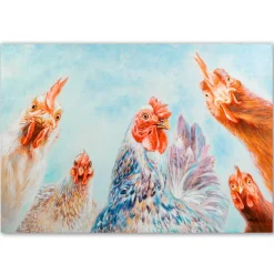 L.C. Wholesaler Ölbild Bunte Hühnerschar, 70 x 100 cm