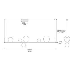 Lodes Random Stick Long LED Pendelleuchte, 6-flg.