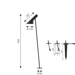 Louis Poulsen AJ Garden LED Pollerleuchte lang, 3000 K