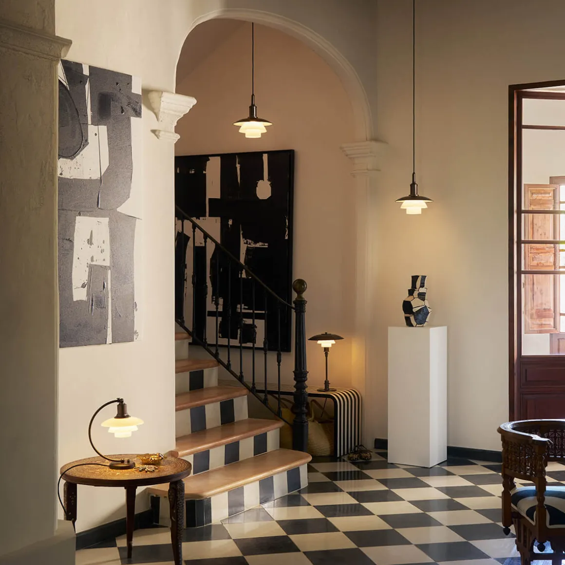 Louis Poulsen PH 3/2 Aged Brass Opal Tischleuchte