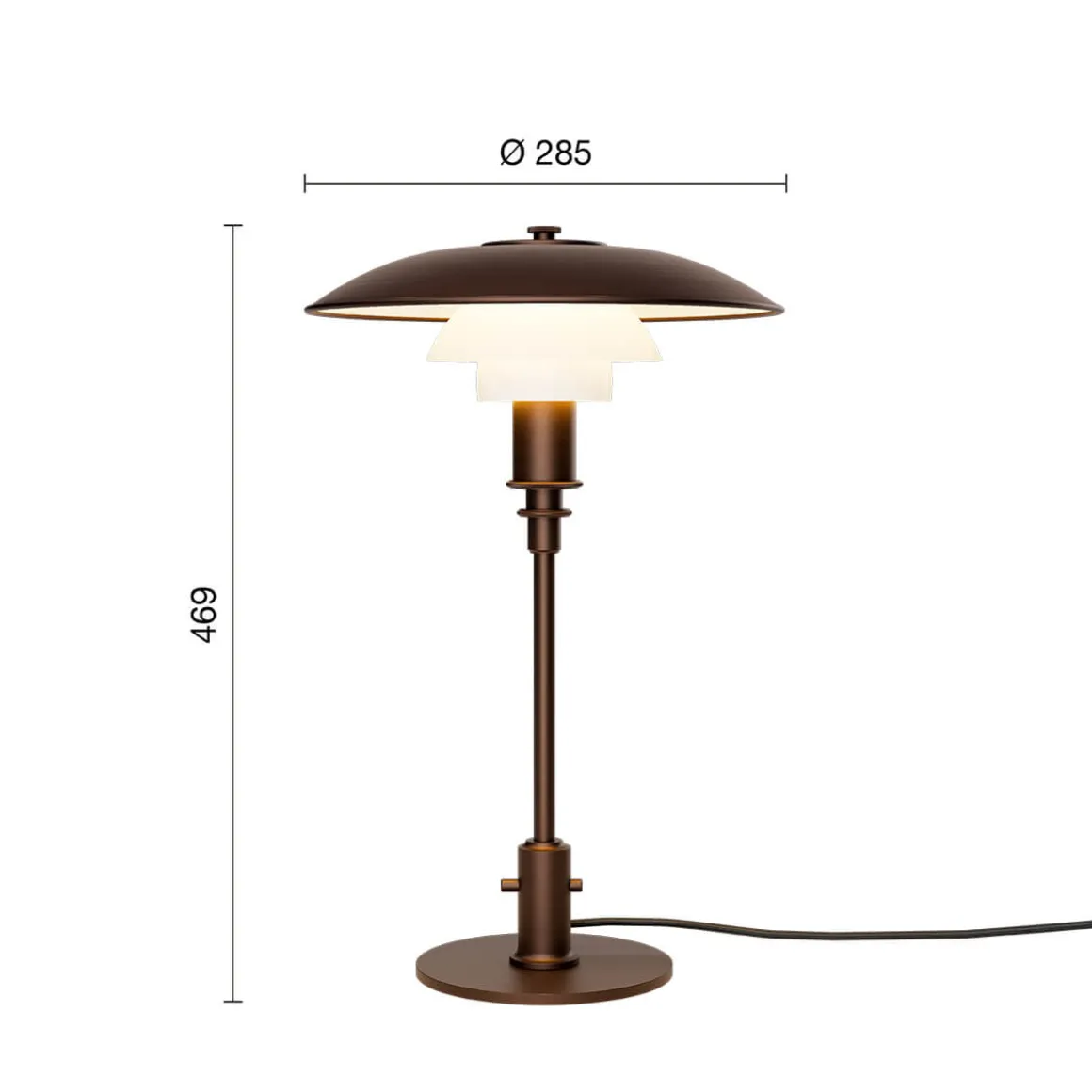 Louis Poulsen PH 3/2 Aged Brass Opal Tischleuchte