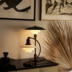 Louis Poulsen PH 2/2 Luna Aged Brass Opal Tischleuchte