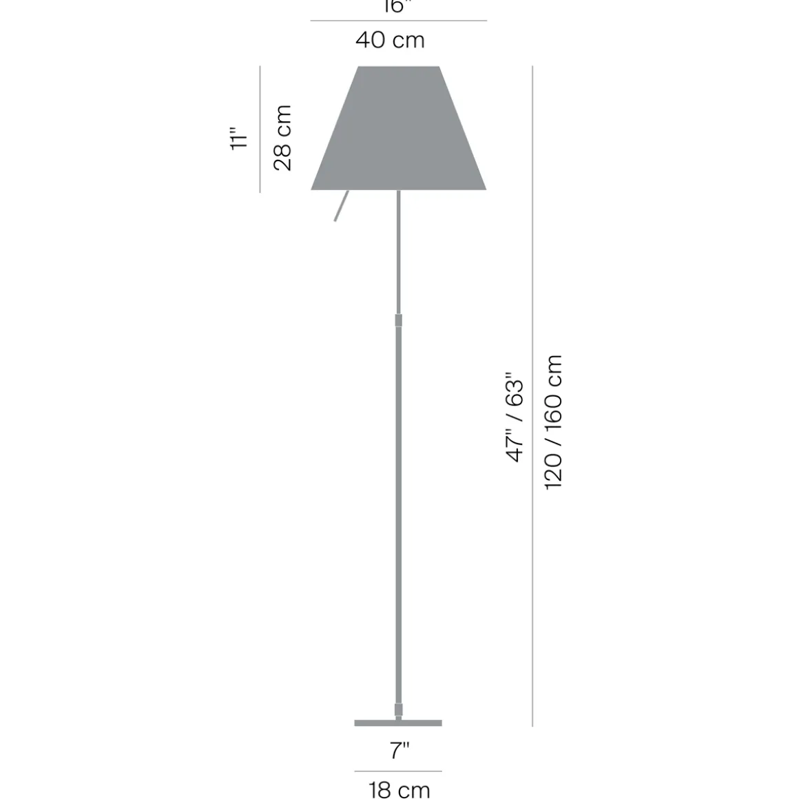 Luceplan Costanza Terra Teleskop mit Touchdimmer, Messing