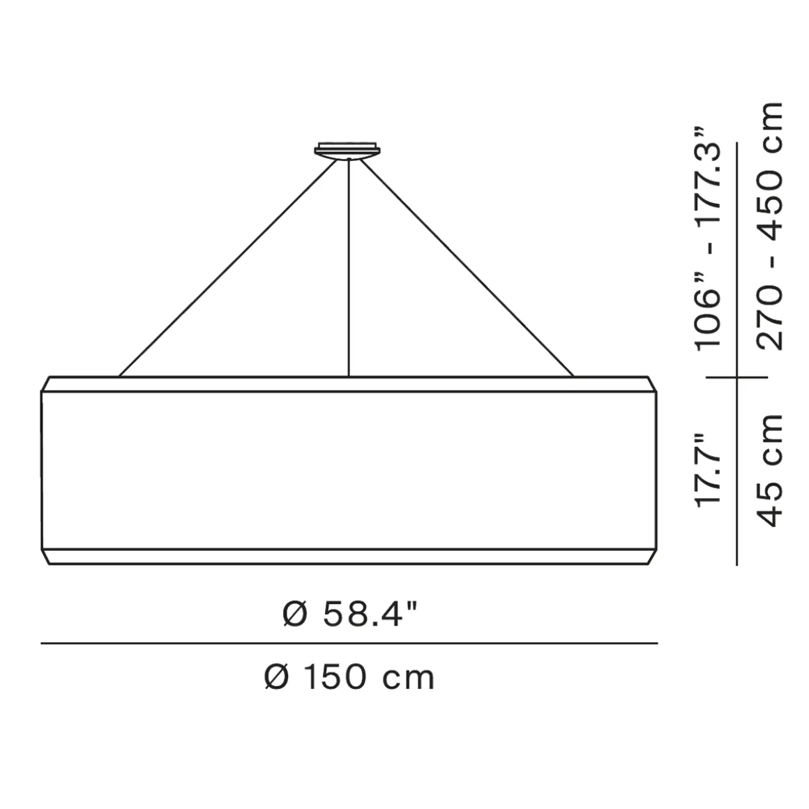 Luceplan Silenzio LED Sospensione, Ø: 150 cm