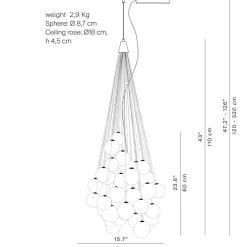 Luceplan Stochastic LED Sospensione, opalweiß